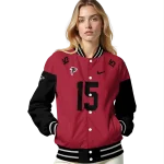 personalized atlanta falcons team patch red varsity jacket best selling