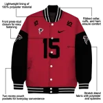 personalized atlanta falcons team patch red varsity jacket best selling