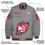personalized atlanta hawks claw accent grey varsity jacket best selling