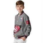 personalized atlanta hawks claw accent grey varsity jacket best selling