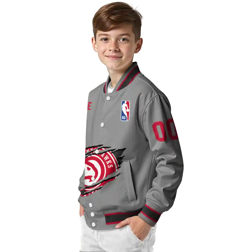 personalized atlanta hawks claw accent grey varsity jacket trendy personalized atlanta hawks claw accent grey varsity jacket trendy