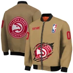 personalized atlanta hawks claw opening beige bomber jacket best selling