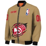 personalized atlanta hawks claw opening beige bomber jacket best selling