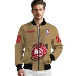 personalized atlanta hawks claw opening beige bomber jacket best selling