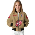 personalized atlanta hawks claw opening beige bomber jacket best selling