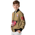 personalized atlanta hawks claw opening beige bomber jacket best selling