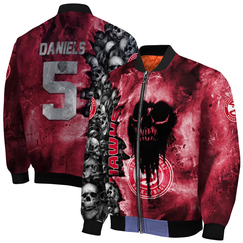 personalized atlanta hawks skull cluster red bomber jacket best selling personalized atlanta hawks skull cluster red bomber jacket best selling