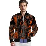personalized baltimore orioles antlers motif orange black bomber jacket best selling