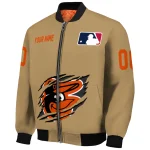 personalized baltimore orioles claw swipe beige bomber jacket best selling