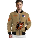 personalized baltimore orioles claw swipe beige bomber jacket best selling