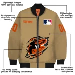 personalized baltimore orioles claw swipe beige bomber jacket best selling