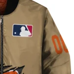 personalized baltimore orioles claw swipe beige bomber jacket best selling