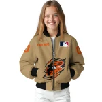 personalized baltimore orioles claw swipe beige bomber jacket best selling