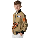 personalized baltimore orioles claw swipe beige bomber jacket best selling