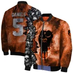 personalized baltimore orioles skull cluster orange bomber jacket best selling