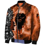 personalized baltimore orioles skull cluster orange bomber jacket best selling