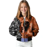 personalized baltimore orioles skull cluster orange bomber jacket best selling