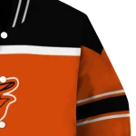 personalized baltimore orioles stripe statement orange black varsity jacket best selling