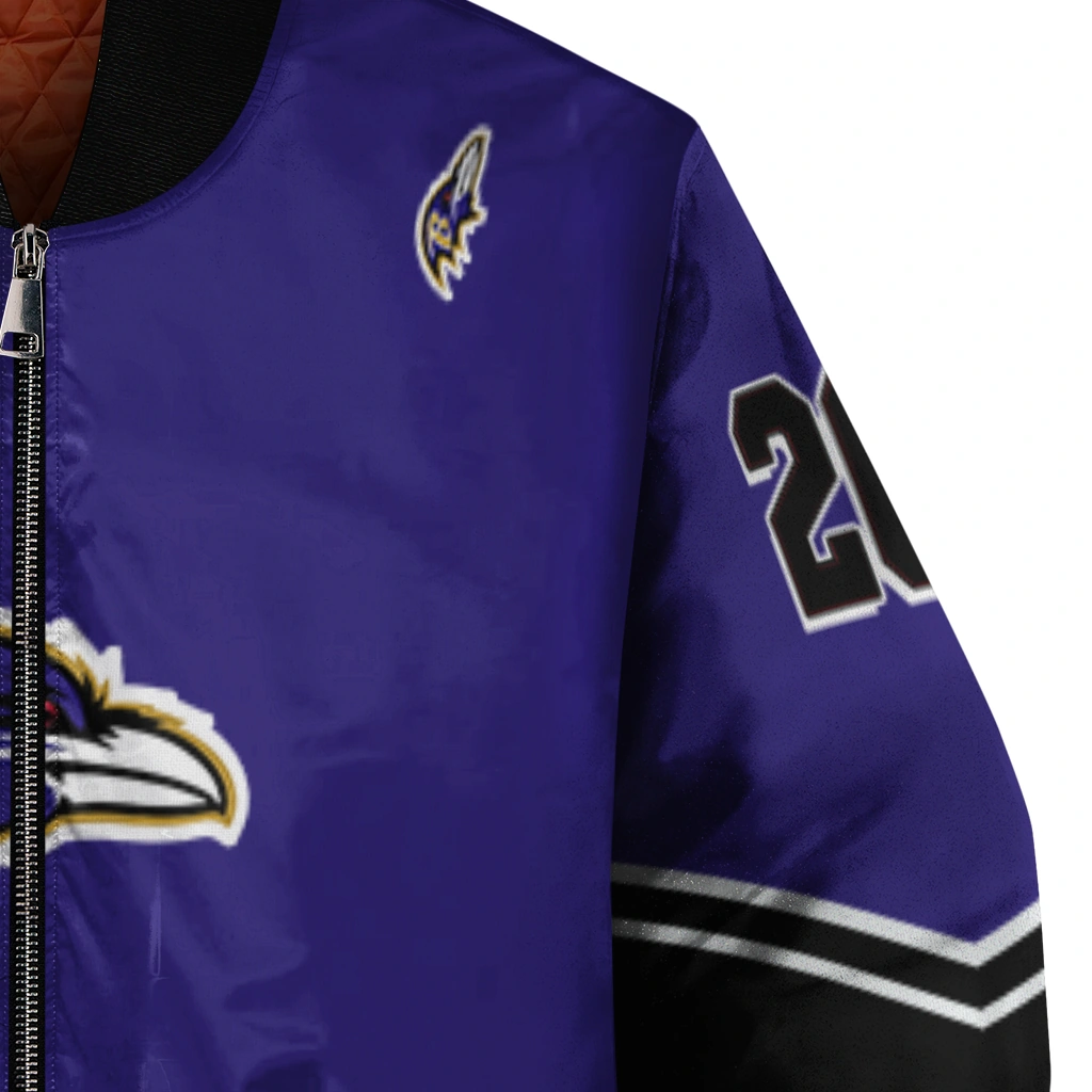 personalized baltimore ravens chevron style purple bomber jacket premium grade personalized baltimore ravens chevron style purple bomber jacket premium grade