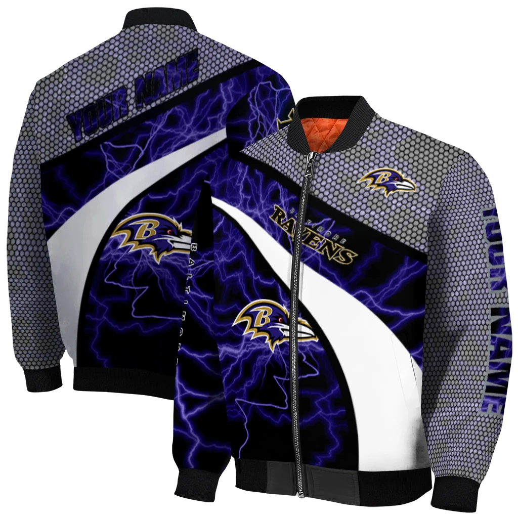 personalized baltimore ravens electric flash purple bomber jacket best selling personalized baltimore ravens electric flash purple bomber jacket best selling