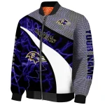 personalized baltimore ravens electric flash purple bomber jacket best selling