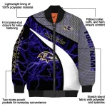 personalized baltimore ravens electric flash purple bomber jacket best selling