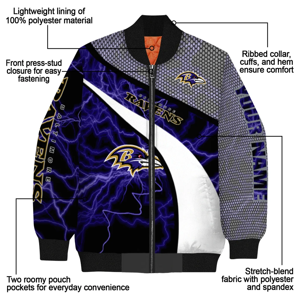 personalized baltimore ravens electric flash purple bomber jacket new arrival personalized baltimore ravens electric flash purple bomber jacket new arrival