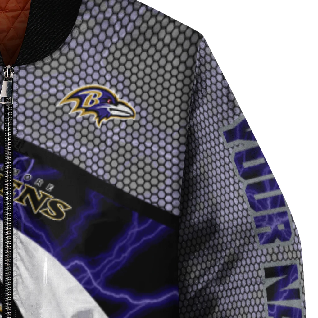 personalized baltimore ravens electric flash purple bomber jacket premium grade personalized baltimore ravens electric flash purple bomber jacket premium grade