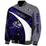 personalized baltimore ravens electric flash purple varsity jacket best selling