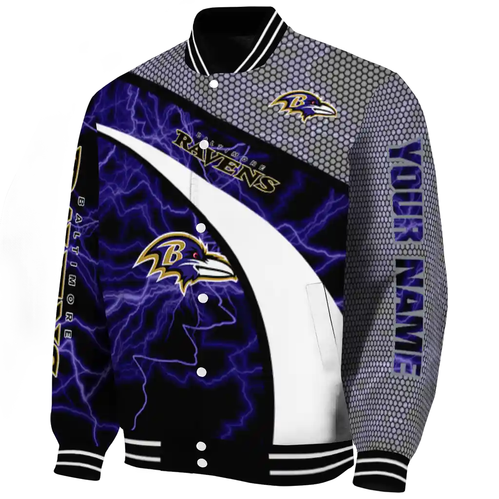 personalized baltimore ravens electric flash purple varsity jacket best selling personalized baltimore ravens electric flash purple varsity jacket best selling