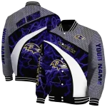 personalized baltimore ravens electric flash purple varsity jacket best selling