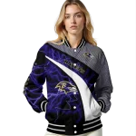 personalized baltimore ravens electric flash purple varsity jacket best selling