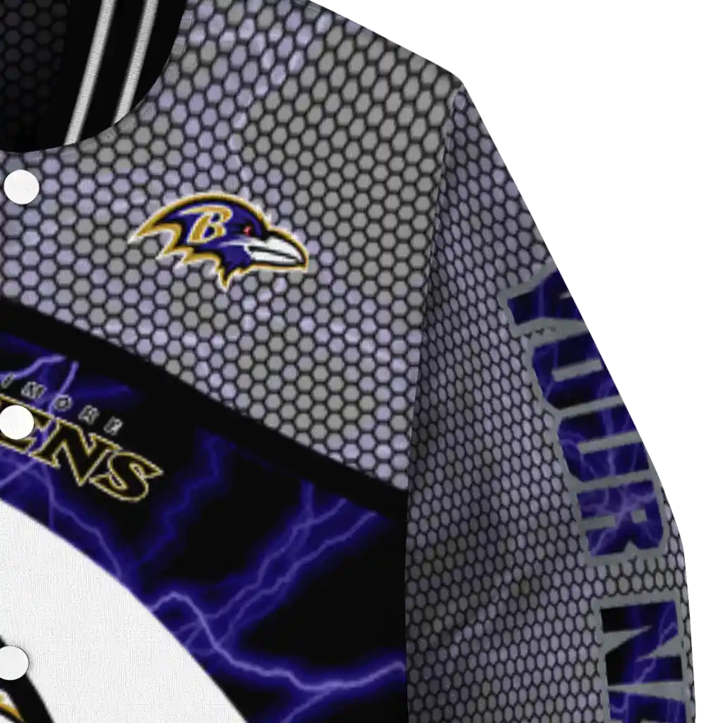 personalized baltimore ravens electric flash purple varsity jacket premium grade personalized baltimore ravens electric flash purple varsity jacket premium grade