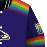 personalized baltimore ravens rainbow jersey number purple varsity jacket best selling