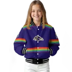 personalized baltimore ravens rainbow jersey number purple varsity jacket best selling