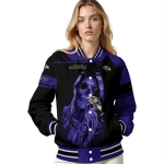 personalized baltimore ravens reaper hands purple black varsity jacket best selling