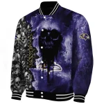 personalized baltimore ravens skull cluster purple varsity jacket best selling