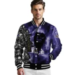 personalized baltimore ravens skull cluster purple varsity jacket best selling