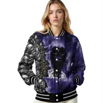 personalized baltimore ravens skull cluster purple varsity jacket best selling