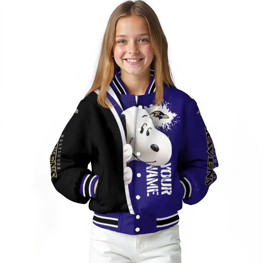 personalized baltimore ravens snoopy head purple varsity jacket top rated personalized baltimore ravens snoopy head purple varsity jacket top rated