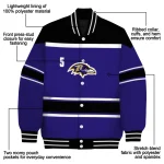 personalized baltimore ravens stripe statement purple black varsity jacket best selling