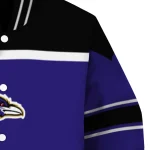personalized baltimore ravens stripe statement purple black varsity jacket best selling