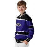 personalized baltimore ravens stripe statement purple black varsity jacket best selling