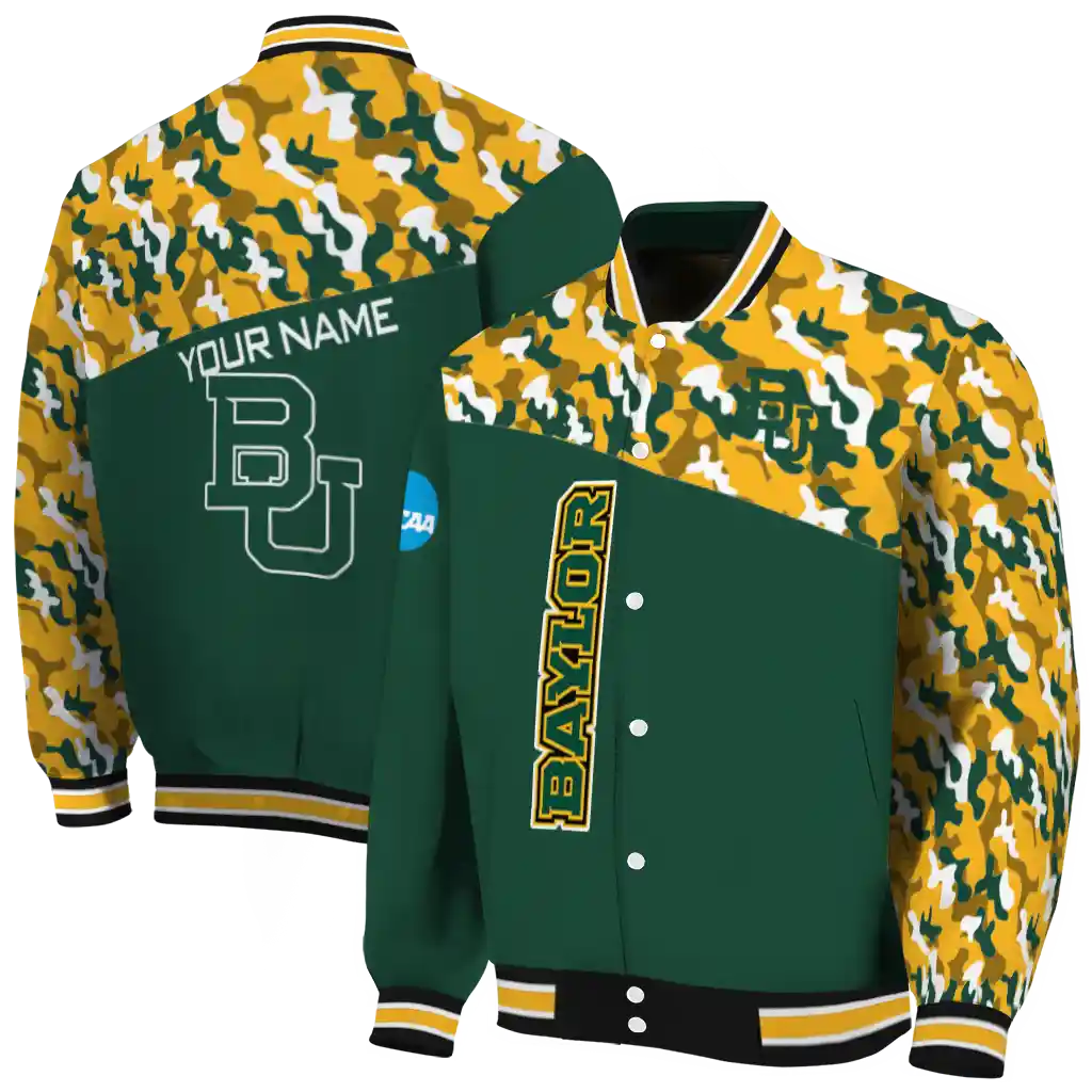 personalized baylor bears camouflage splash green varsity jacket fashion forward personalized baylor bears camouflage splash green varsity jacket fashion forward
