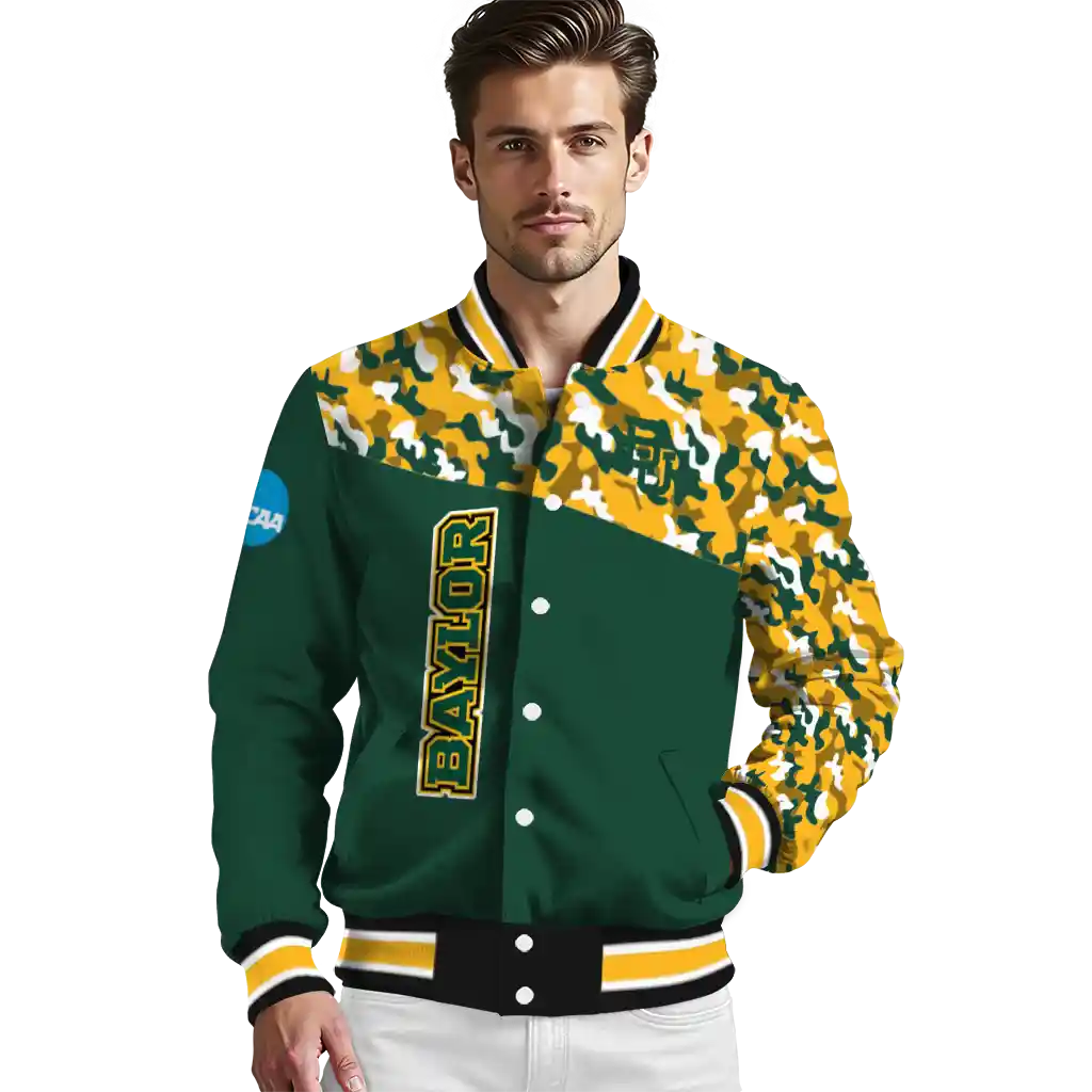personalized baylor bears camouflage splash green varsity jacket high quality personalized baylor bears camouflage splash green varsity jacket high quality