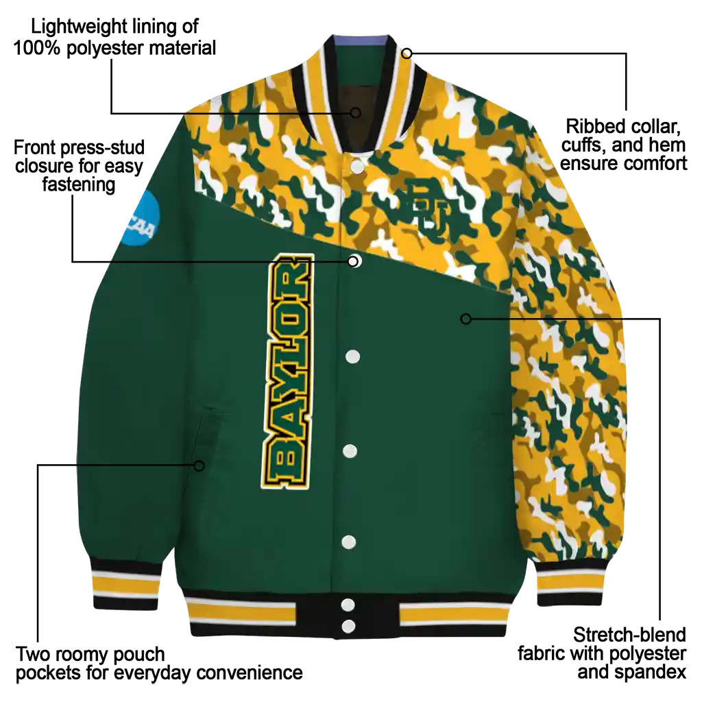 personalized baylor bears camouflage splash green varsity jacket new arrival personalized baylor bears camouflage splash green varsity jacket new arrival
