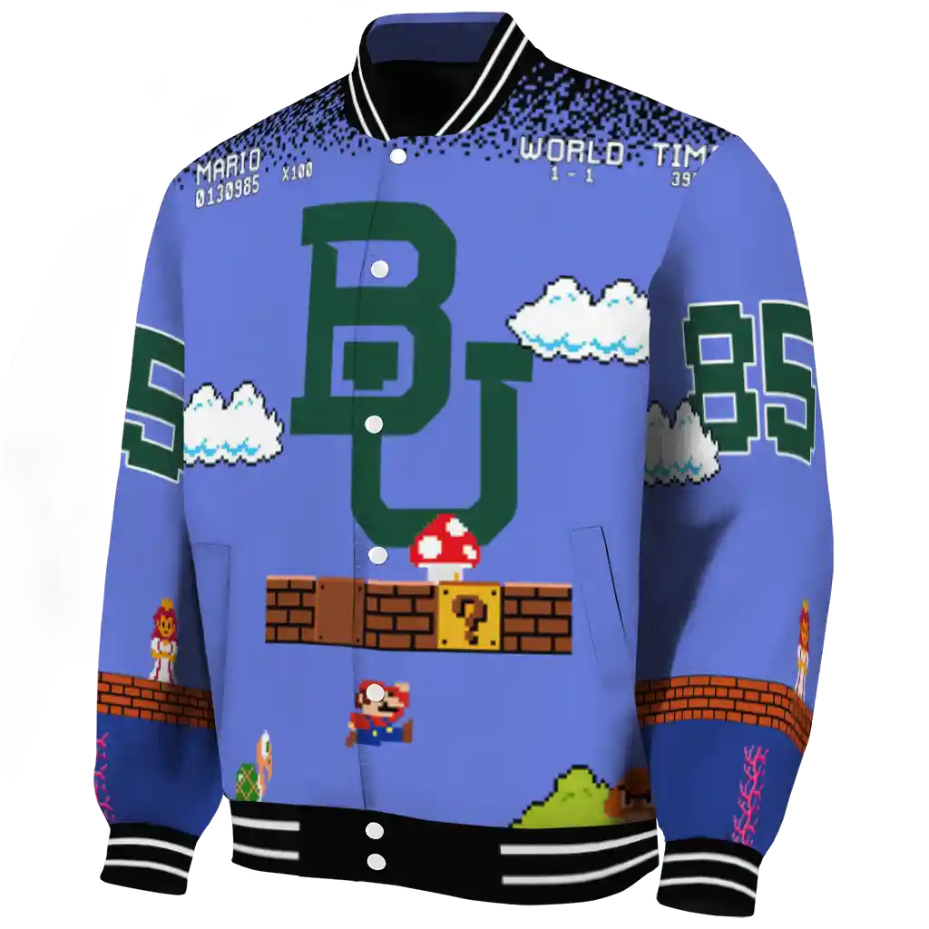 personalized baylor bears mario blocks blue black varsity jacket best selling personalized baylor bears mario blocks blue black varsity jacket best selling