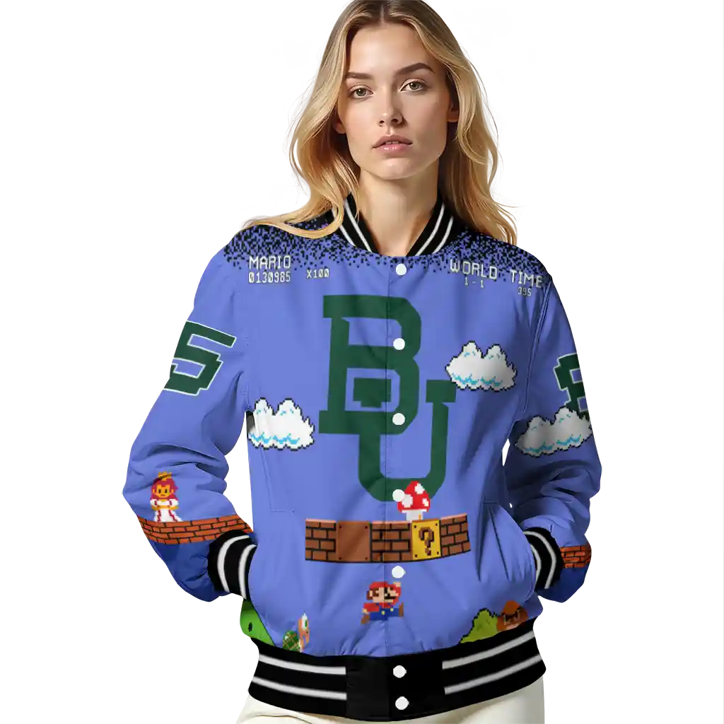 personalized baylor bears mario blocks blue black varsity jacket latest model personalized baylor bears mario blocks blue black varsity jacket latest model
