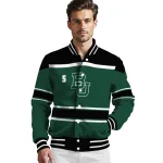 personalized baylor bears stripe statement green black varsity jacket best selling