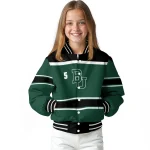 personalized baylor bears stripe statement green black varsity jacket best selling